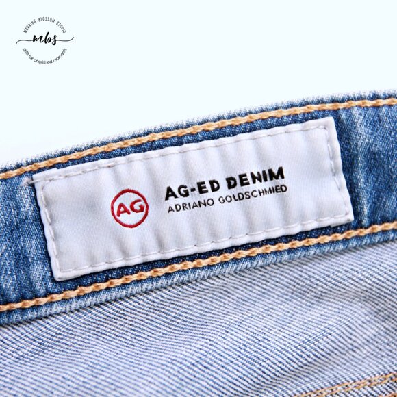 AG The Stilt Cigarette Roll Up Low Waist Frayed Hem Ankle Jeans Blue Women 28 - Picture 9 of 10